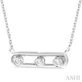 1/10 ctw Paperclip Bezel Set Round Cut Diamond Fashion Pendant With Chain in 14K White Gold